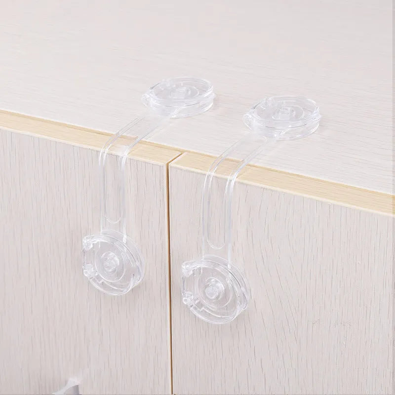 Transparent child safety lock anti-clamp hand design for cabinet drawer protection