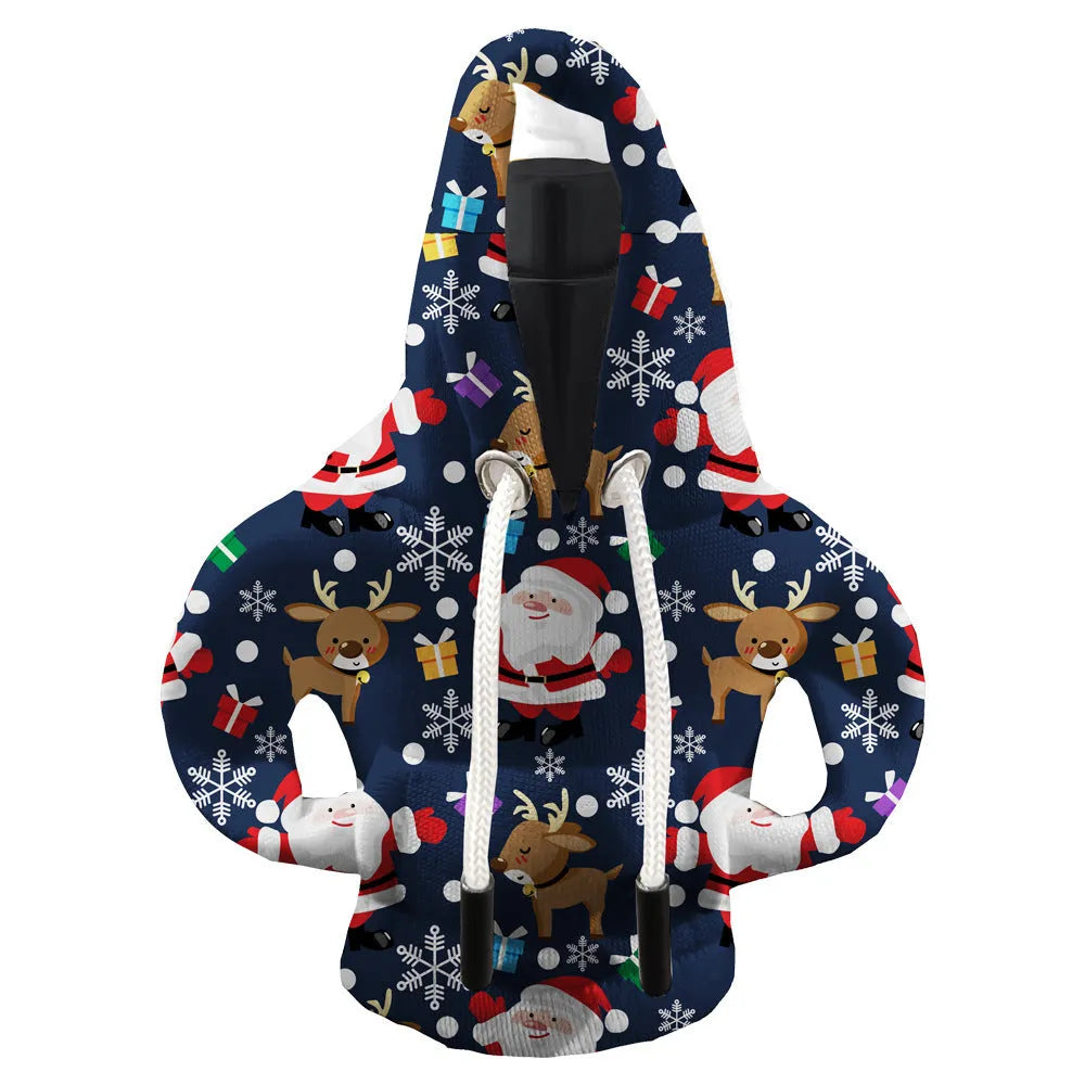 Thickened polyester car gear handle cover with red snowman Christmas design for dustproof decoration
