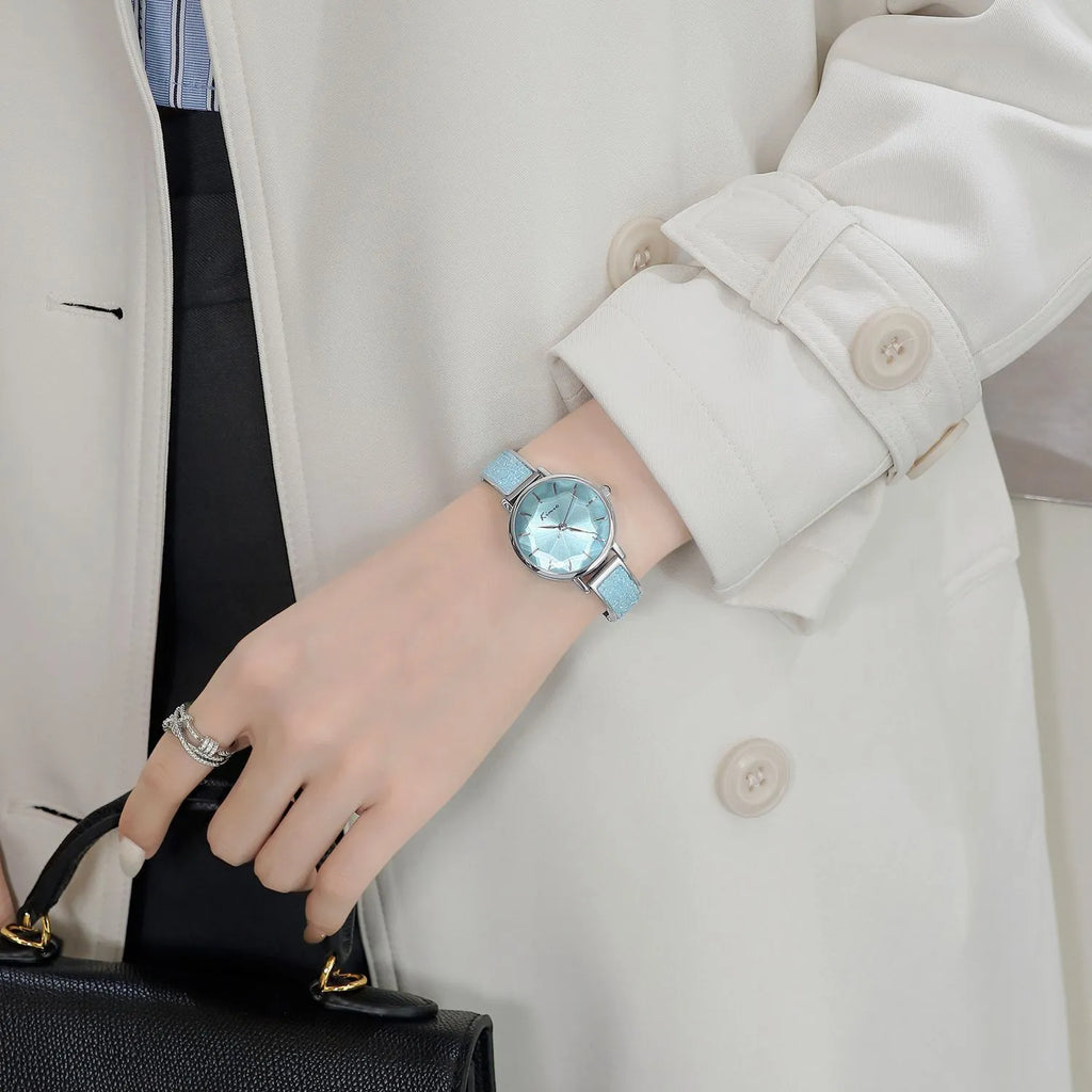 Light luxury women's bracelet in glacier blue gradient colour with 10mm thickness