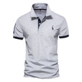 Men's slim fit short sleeve t-shirt with an embroidered deer design on the chest, shown in a grey colour.