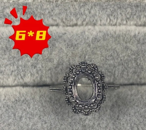 Korean-style oval denier ring with a five-pointed star on electroplated copper, stone size 6x8 mm.
