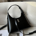 Genuine leather crossbody shoulder bag in dumpling shape with sandwich pocket design