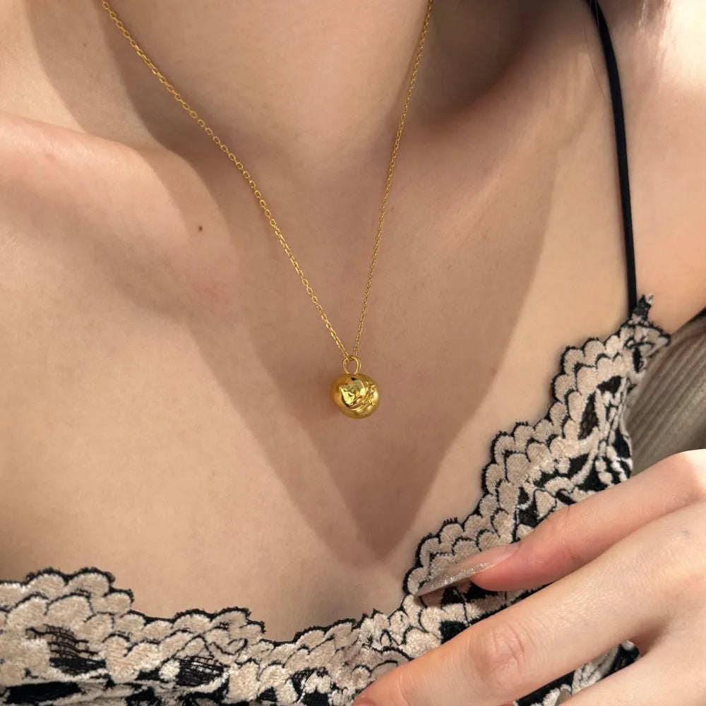 S925 sterling silver necklace with pearl, gourd, and bow pendant on adjustable 41-50cm chain