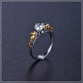 Copper crown cosplay ring with black gold finish and crystal details.