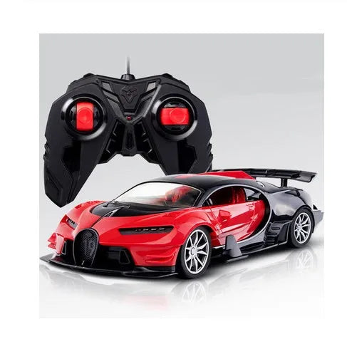 1:16 scale blue remote control racing car with LED lights and airflow line body on a surface