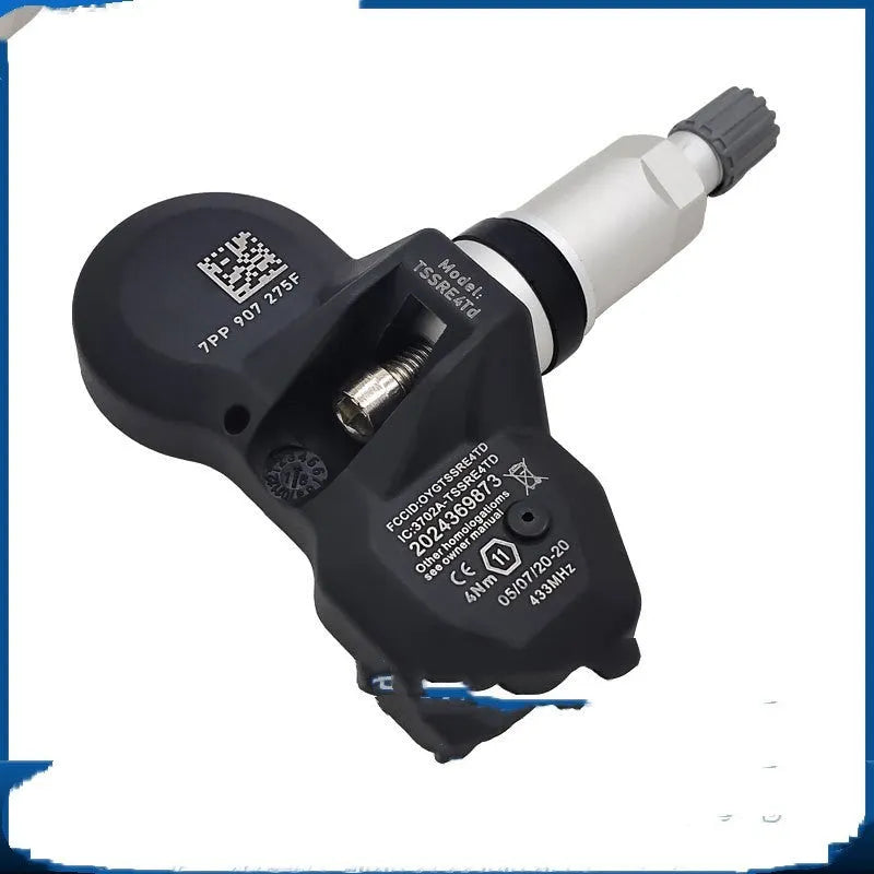 Black wireless tyre pressure monitoring system for Audi cars with four sensors and handheld display