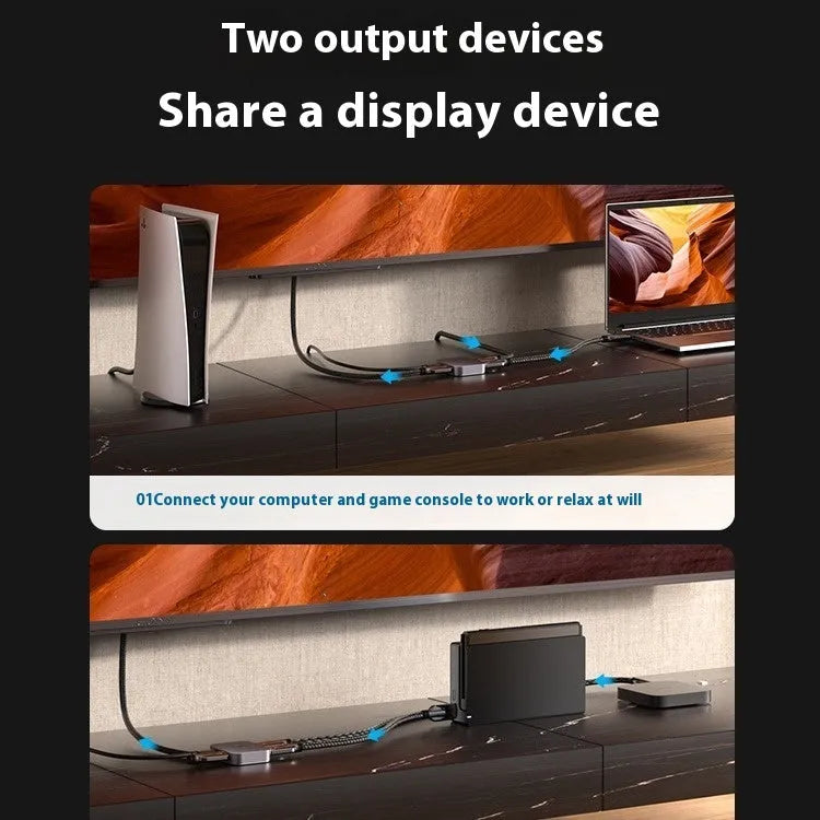 Grey alloy HDMI cable separator for computer to television audio video conversion