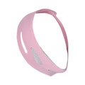 Pink and black elastic V face bandage for facial contouring with adjustable tension support