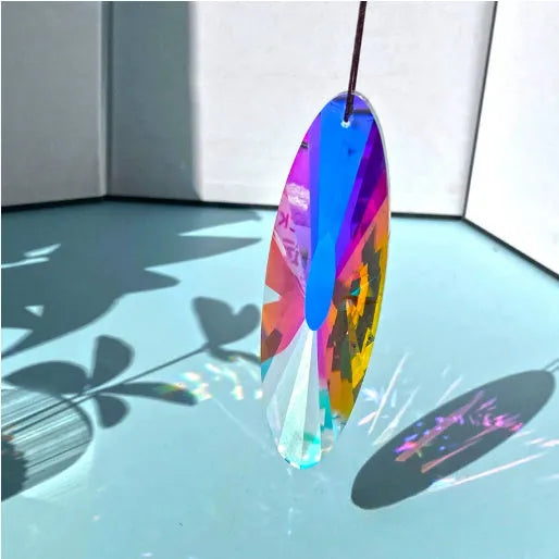 Rainbow colour electroplated crystal pendant decoration catching light with Christmas tree design option