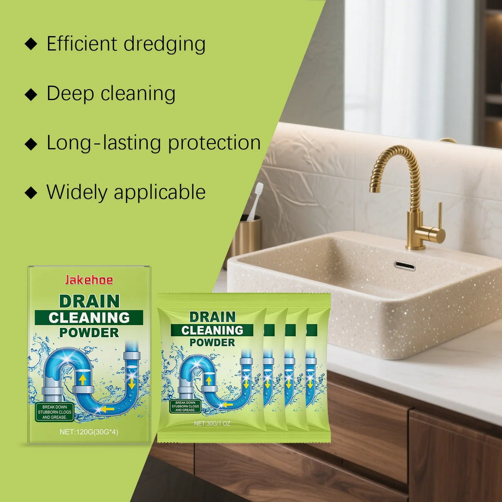 A 120g bottle of drain cleaning powder for unblocking sinks.
