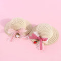 Handmade adjustable bowknot paper hat for a dog or cat, shown in a cartoon style.