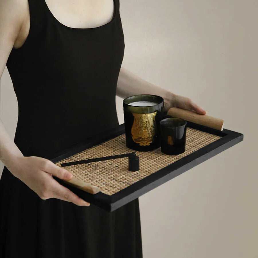 Pine wood dining tray with compartment design for tea room serving