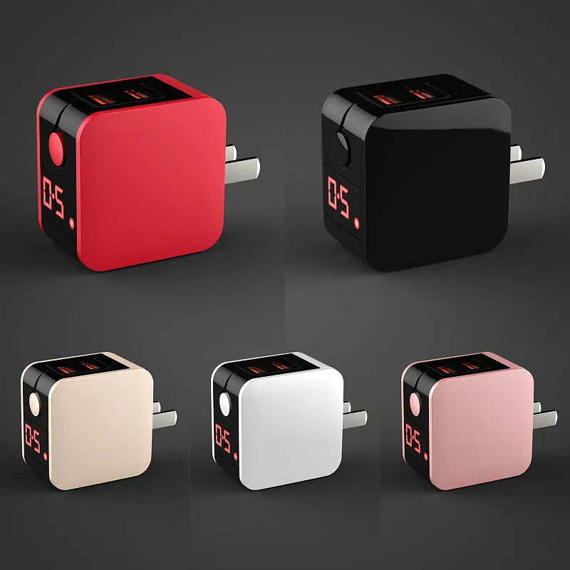 5V2.4A dual USB fast travel charger with digital display showing voltage output