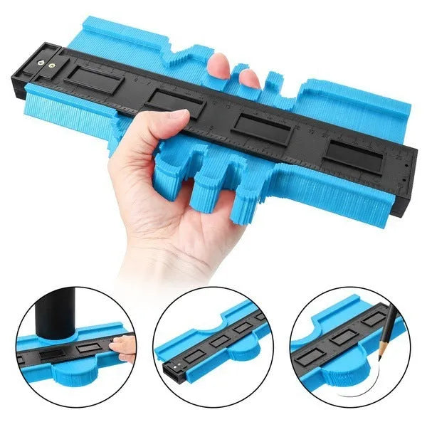 ABS contour gauge in 25cm size for carpentry profile duplication, shown in blue