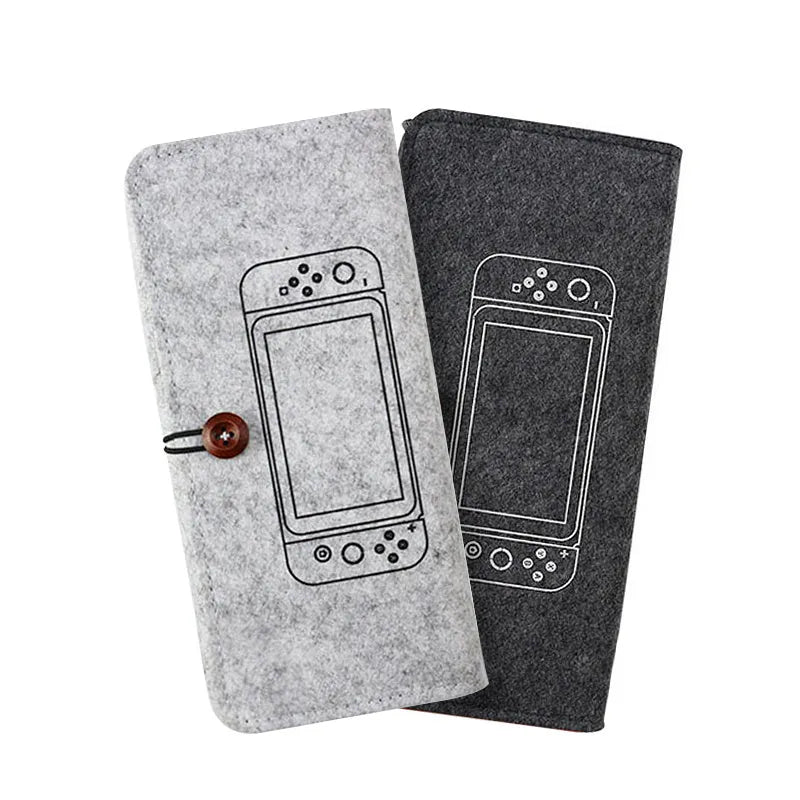 Nintendo Switch felt carrying pouch case with game card slots and dual compartments