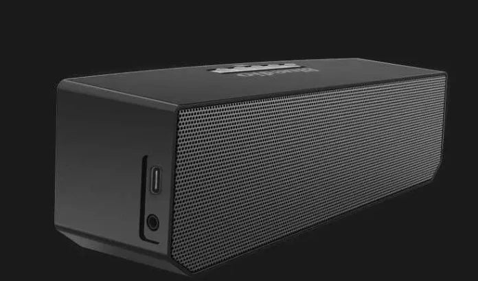 Black BS-6 cloud smart speaker with compact design measuring 227x68x74mm