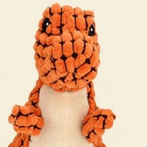 Grey, green, or orange durable squeaking chew toy for dogs resistant to bites.