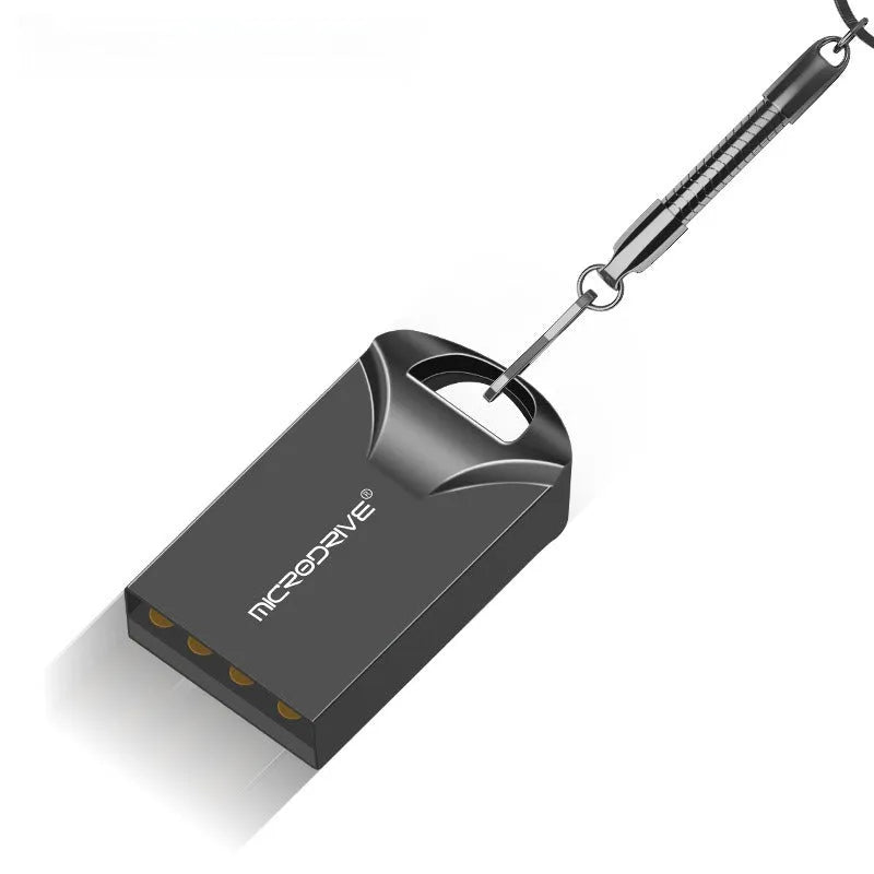 Mini black and silver metal USB flash drive with compact 23mm design