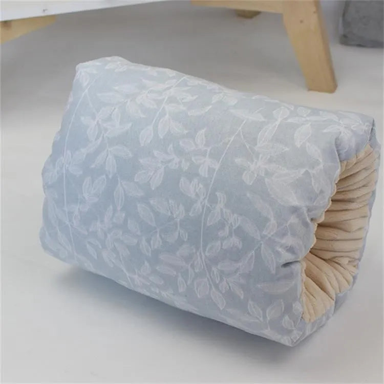 Baby cotton nursing arm pillow with forearm support, blue triangle design, 25x23cm