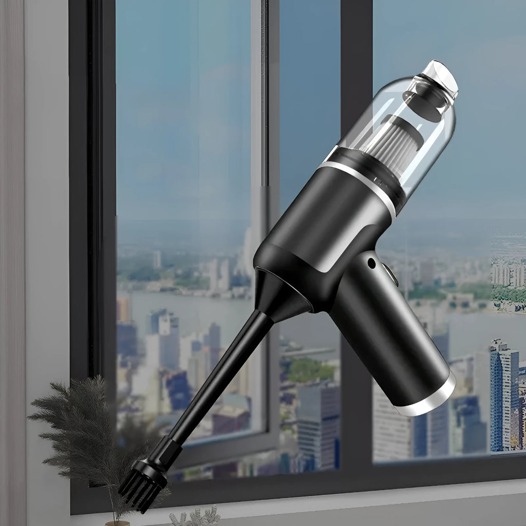 Cordless hand-held vehicle vacuum cleaner with brush and nozzle, 80W 4000r/min, black