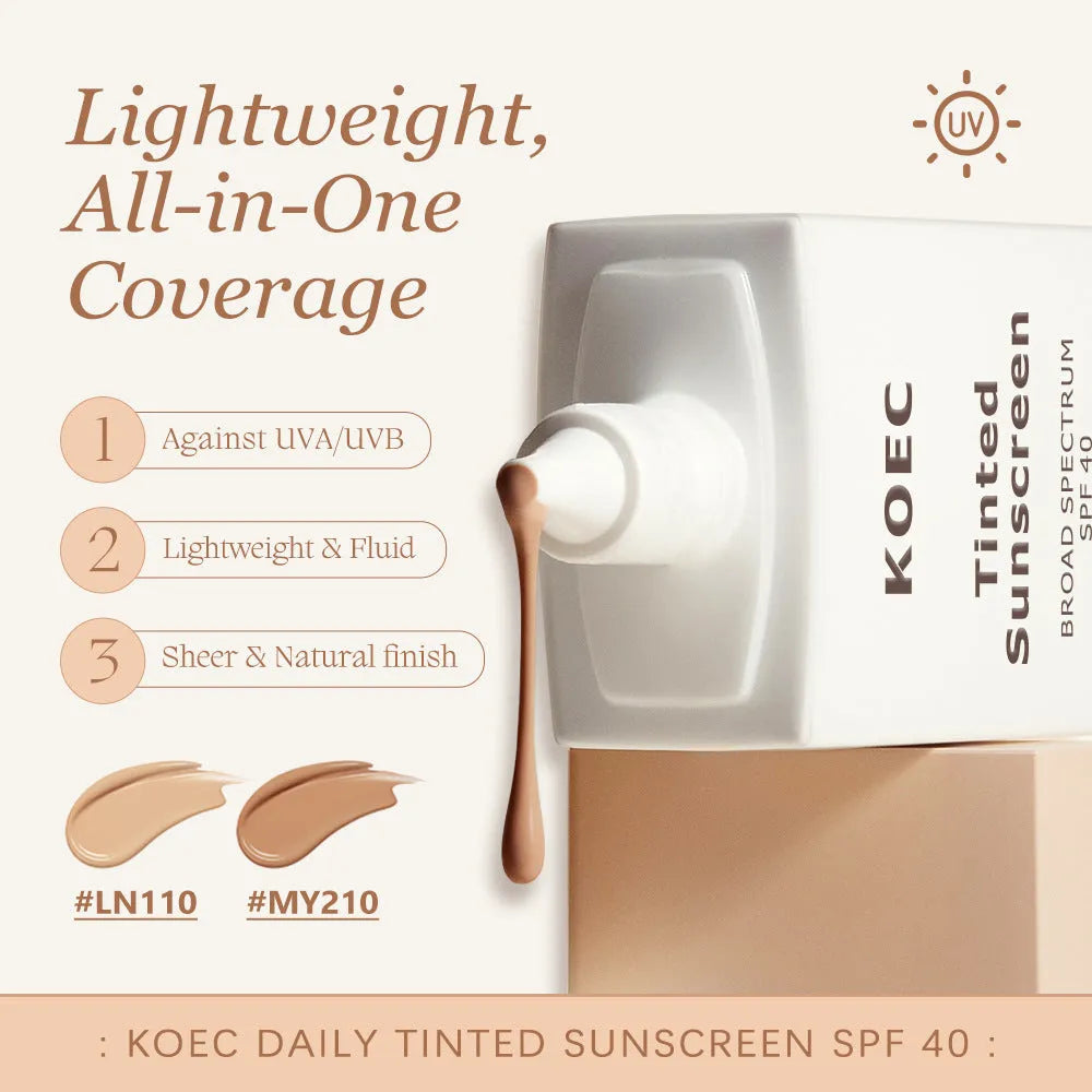 KOEC Tinted Protection Cream 50ml in Light LN110 and Medium MY210 shades