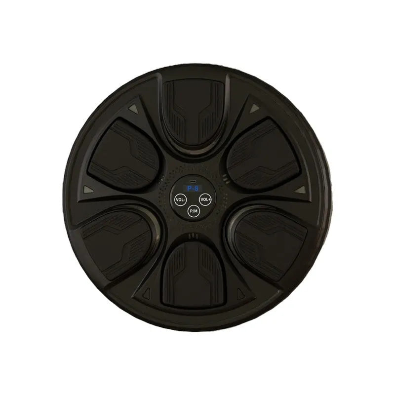 Black intelligent music boxing machine wall target with leather surface and included training gloves