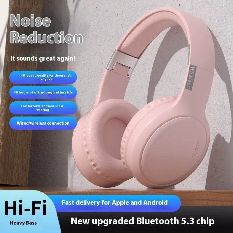 V10 Bluetooth headset wireless in milky white, lightweight ABS material, head-mounted design