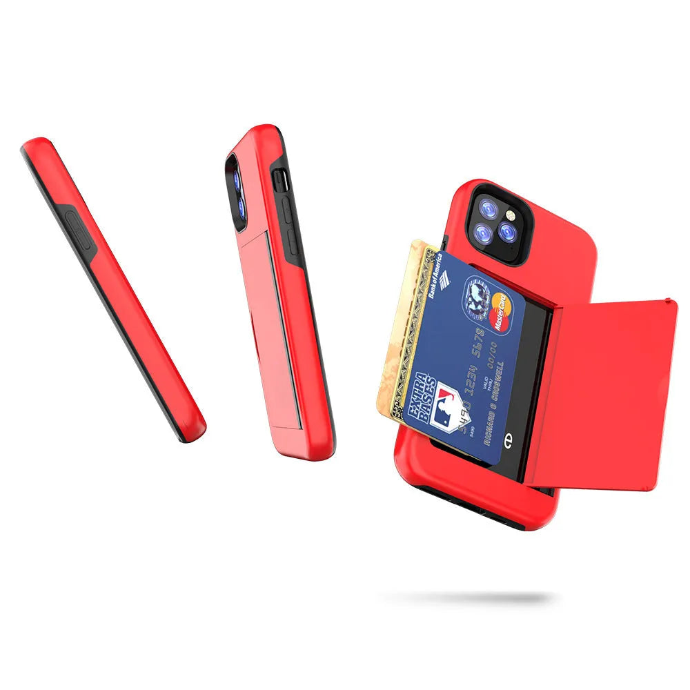 Solid colour protective mobile phone case for iPhone 11 series in black, red, pink, blue, dark blue, or purple