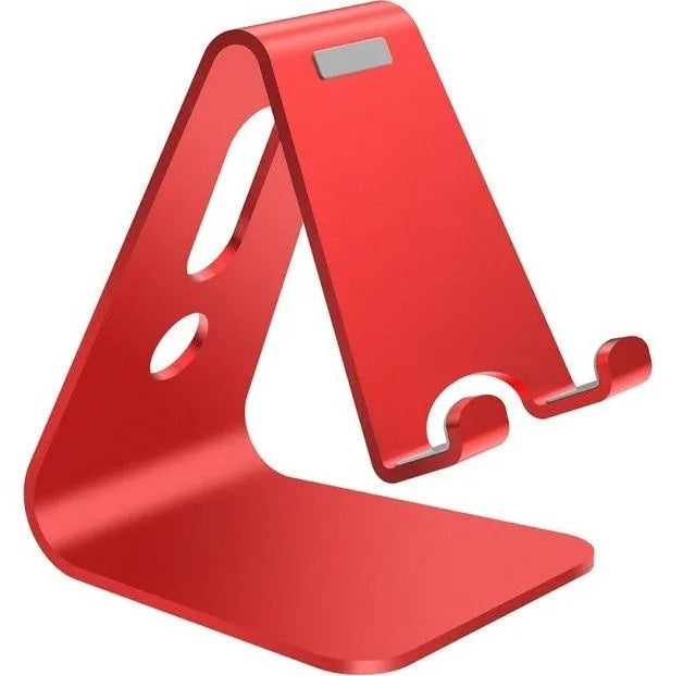 Aluminium Universal Phone Buddy stand holding a mobile phone, shown in silver finish.