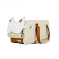 Hard-sided beige pet travel crate with EPE padding, dimensions 43x25x22.5cm