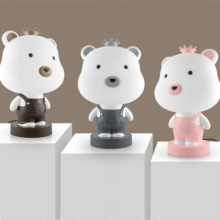 Cartoon animal table lamp in Bear, Cattle, Rabbit or Tiger design with LED light and plastic shade.