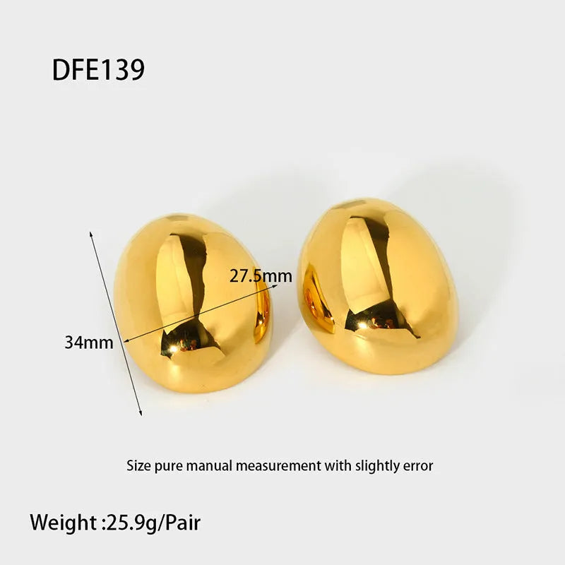 Women's geometric ear studs with stainless steel base and 18K gold electroplated glazed finish