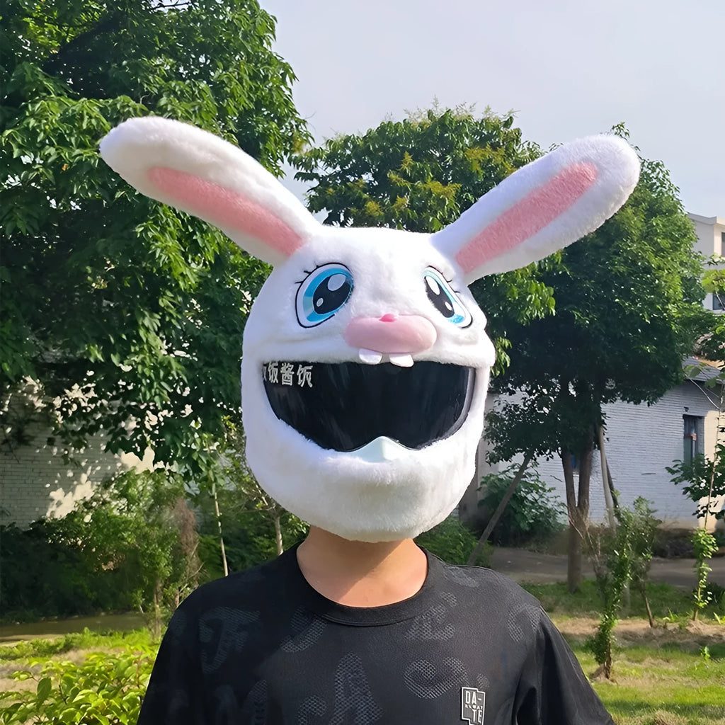 White rabbit head decorative cover for electric motorcycle helmets