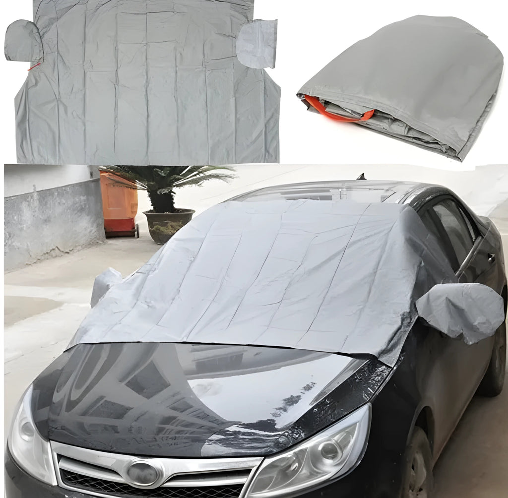 Grey magnetic car windshield cover 240x140cm with mirror covers for sun and snow protection
