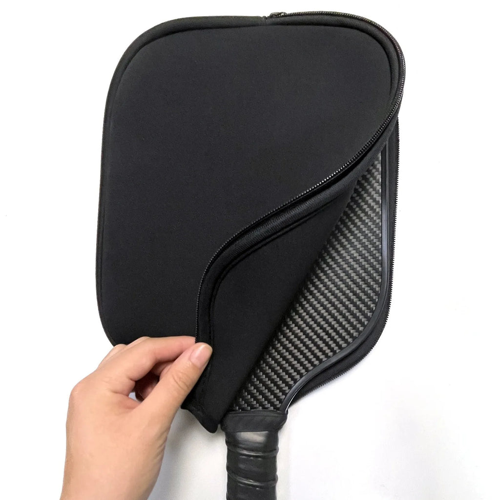 Black neoprene racket protective sleeve for table tennis equipment