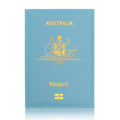 Light blue PU leather card bag with passport and card slots, solid colour European style