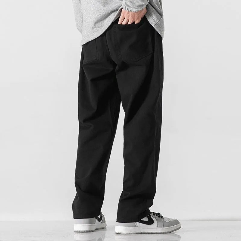 Khaki retro loose straight trousers for plus size women with double-layer belt and ankle drawstring, shown flat.