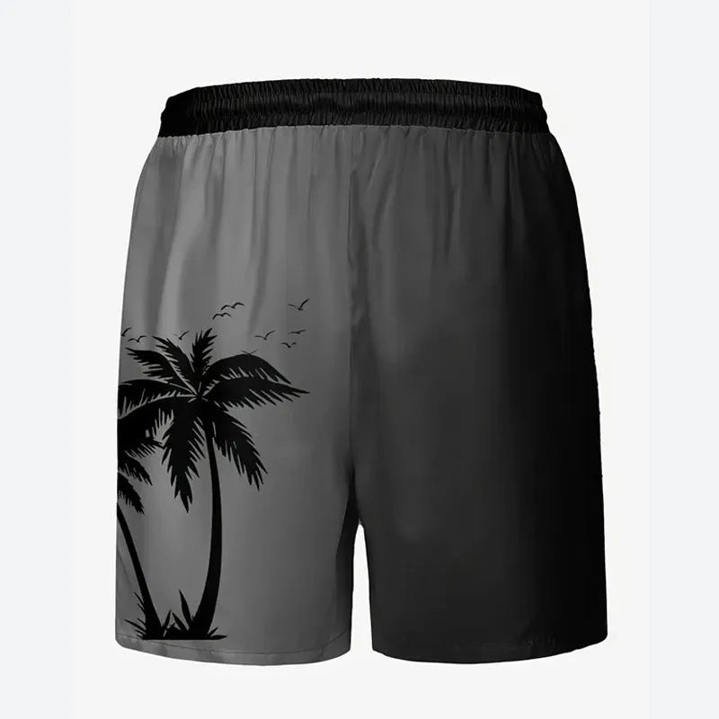 Men's loose-fit polyester casual trousers for beach and summer wear in a solid colour.
