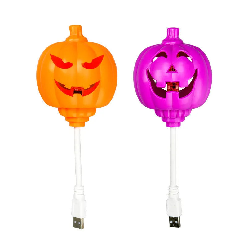 USB rechargeable pumpkin lamp with yellow or purple light option for holiday decoration