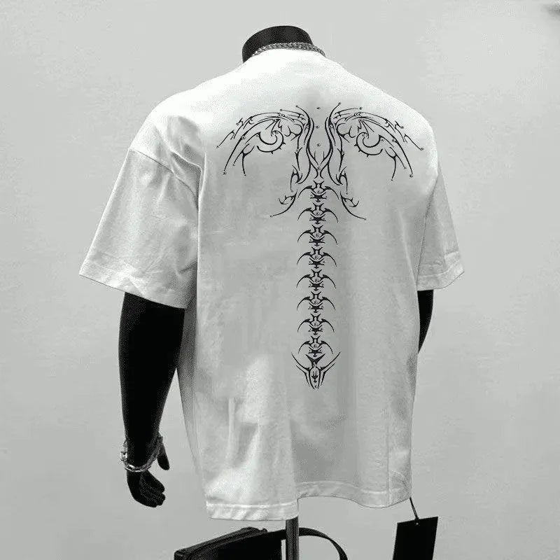 Men's black loose fit cotton t-shirt with white couple letter print on chest