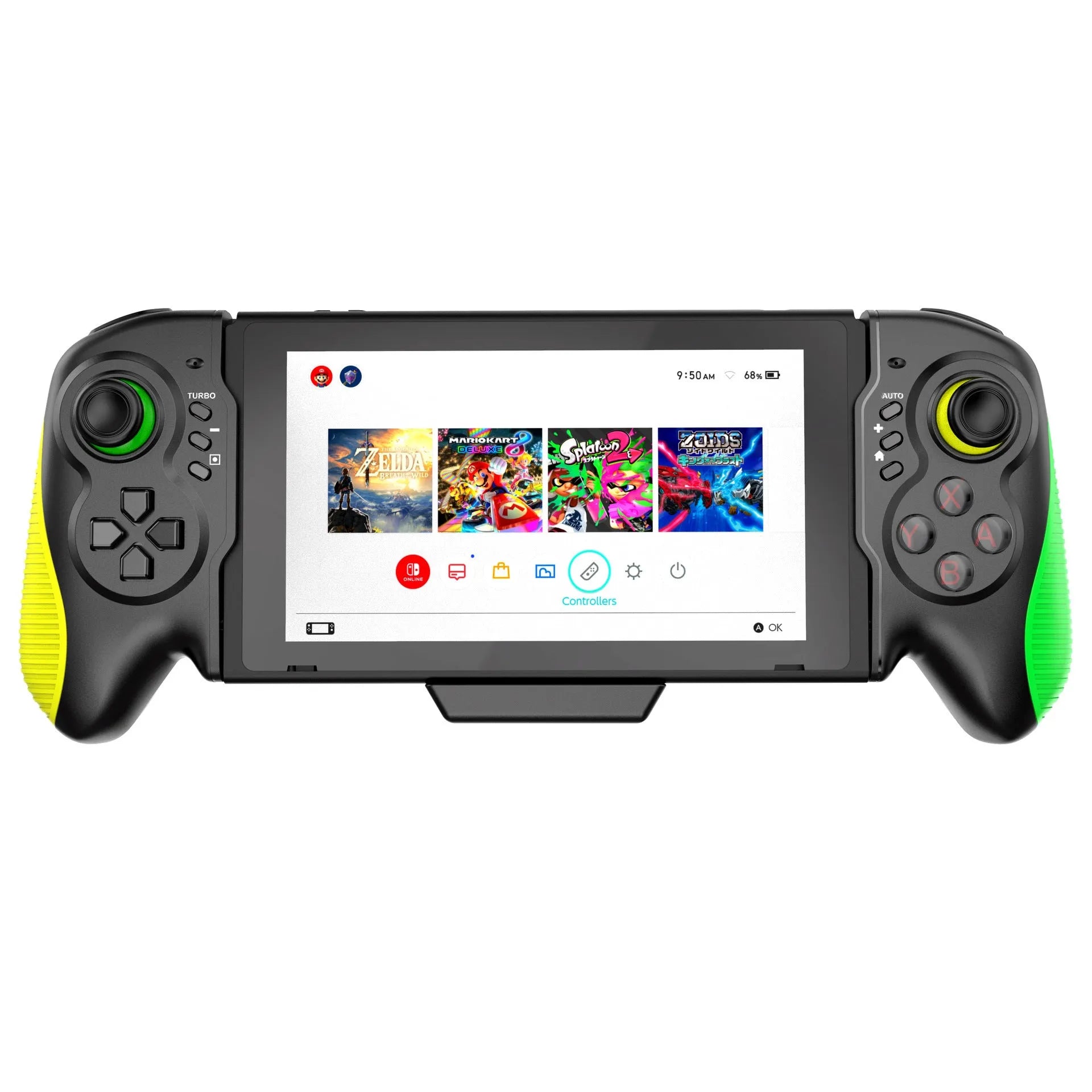 Yellow-green somatosensory game handle controller with burst function for Switch and PC