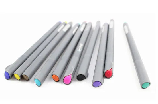 Set of 10 black hook line pens with 0.38mm fine tips for architectural drafting