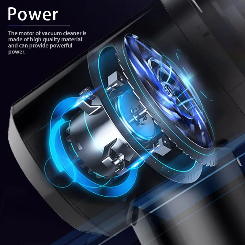 Wireless car vacuum cleaner in black colour with compact portable design for vehicle interior cleaning