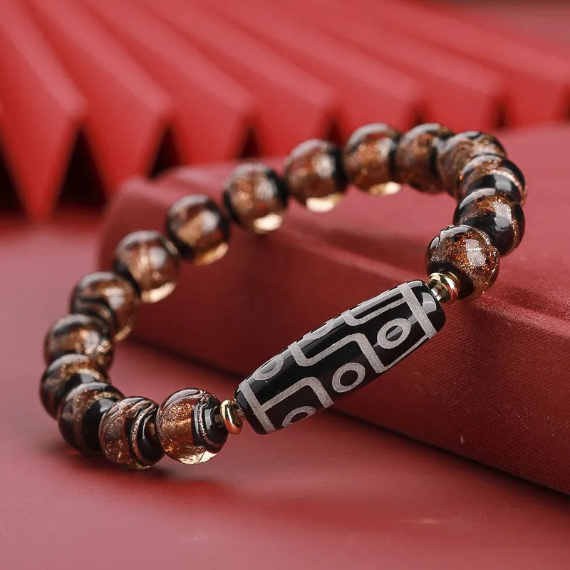 Chinese style coloured glaze bracelet with auspicious patterns and colourful beads in 10mm, 12mm, 14mm sizes