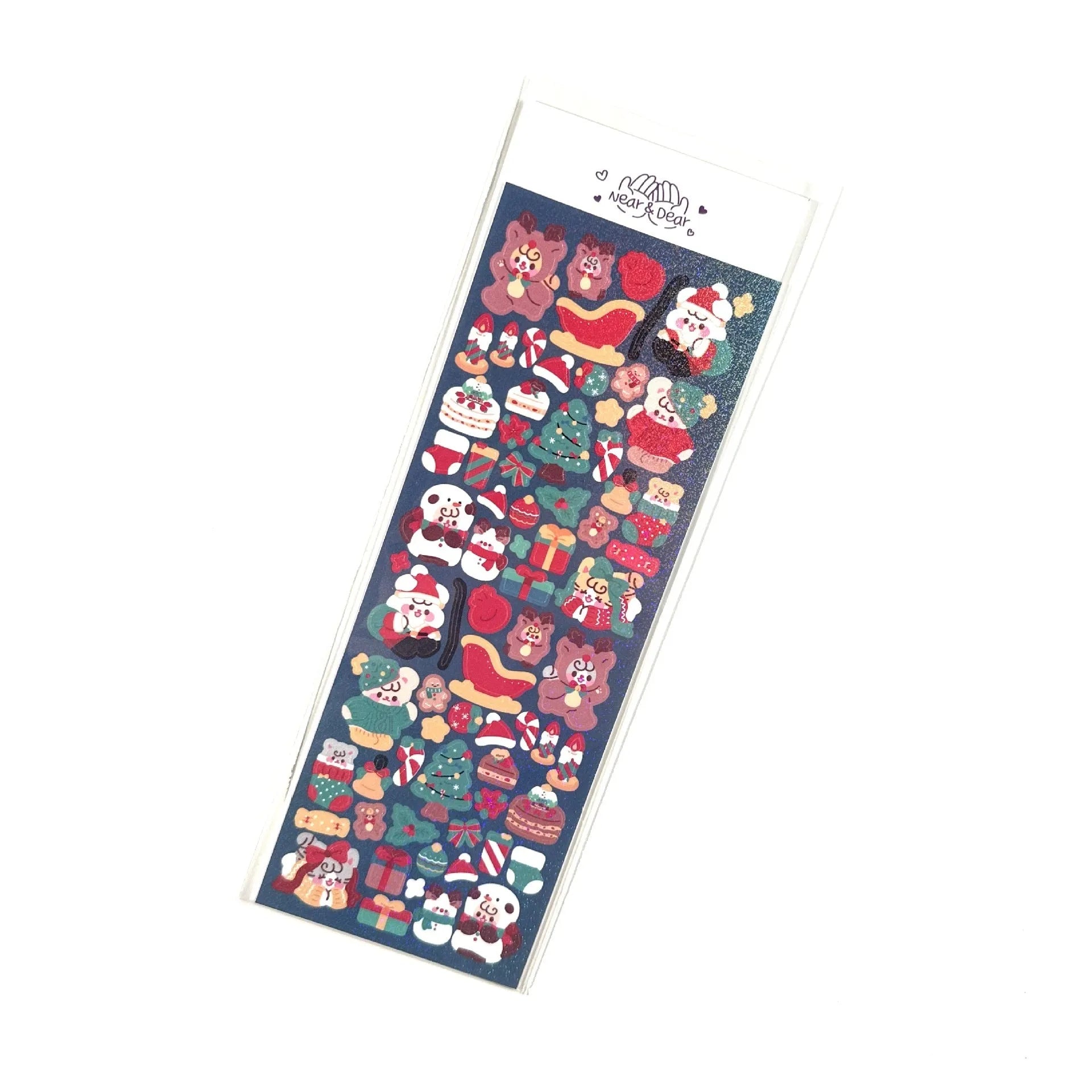 Cartoon animal PET sticker sheet in Korean style with 6.5 x 17.5cm size, black angel colour theme