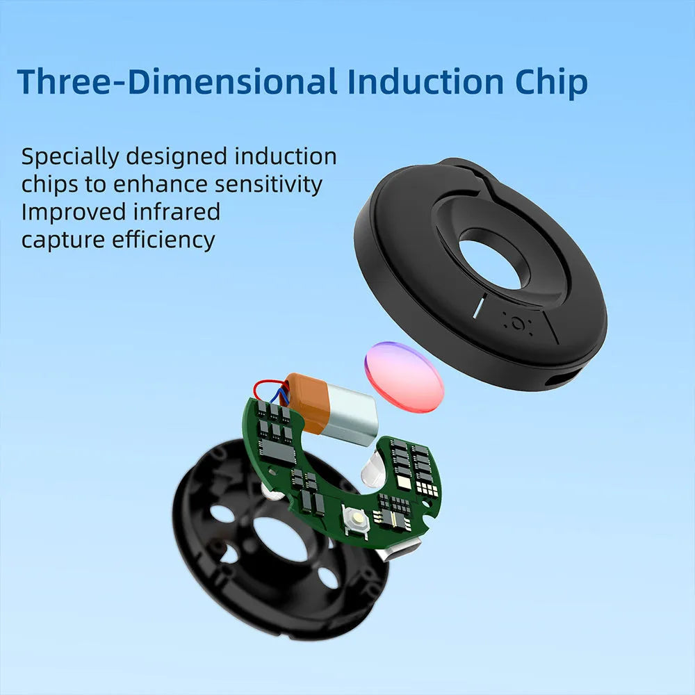 Black infrared camera detector with compact design for locating hidden cameras up to 5 metres away