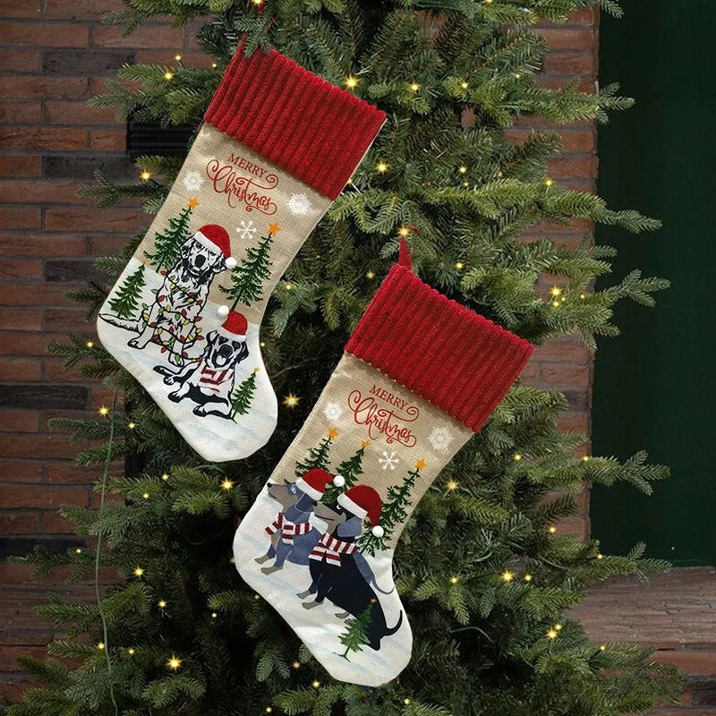 Soft cloth Christmas tree pendant gift bag ornament in pastoral or American style, dimensions 46cm by 28cm.