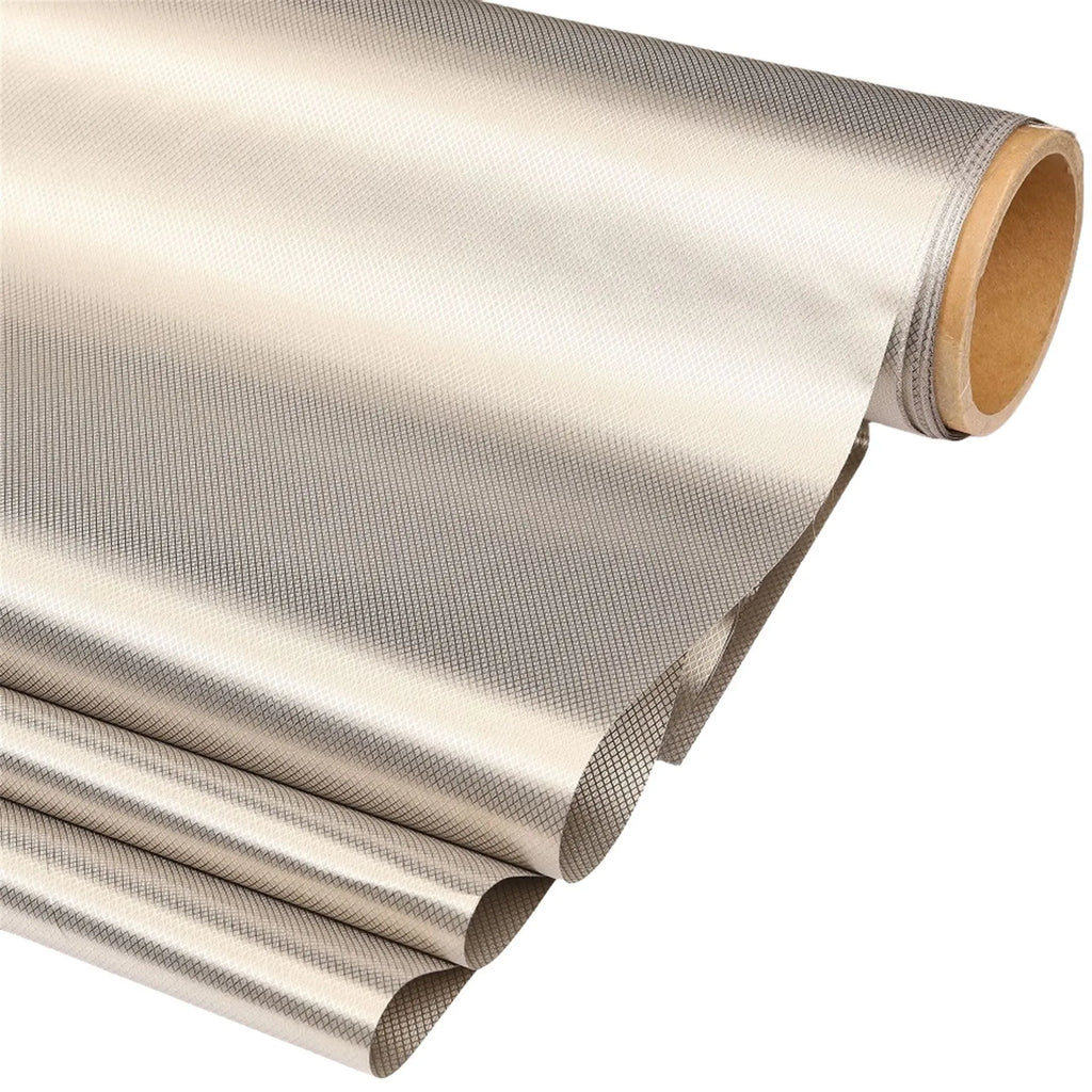 Gray diamond lattice radiation-proof fabric with copper and nickel fibres for RFID signal shielding lining, 1.1m wide