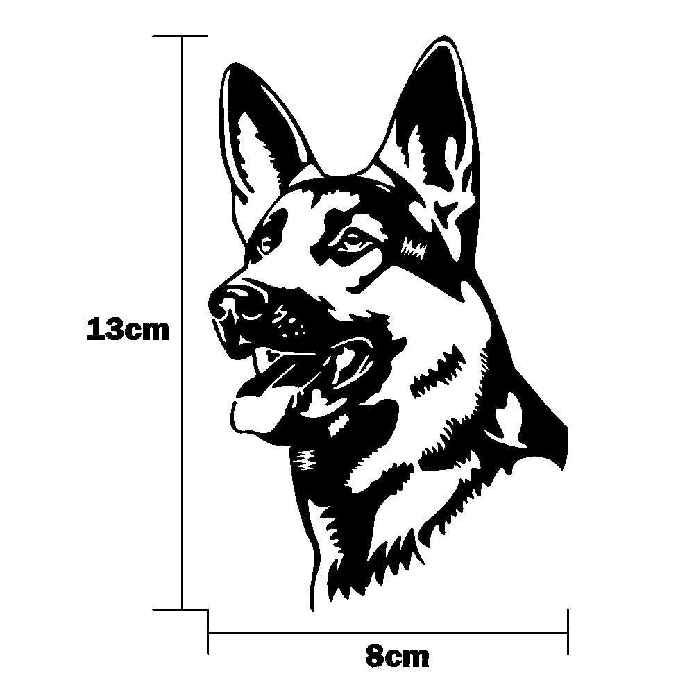 Reflective Alsace Shepherd dog sticker for car windows in multiple colour options