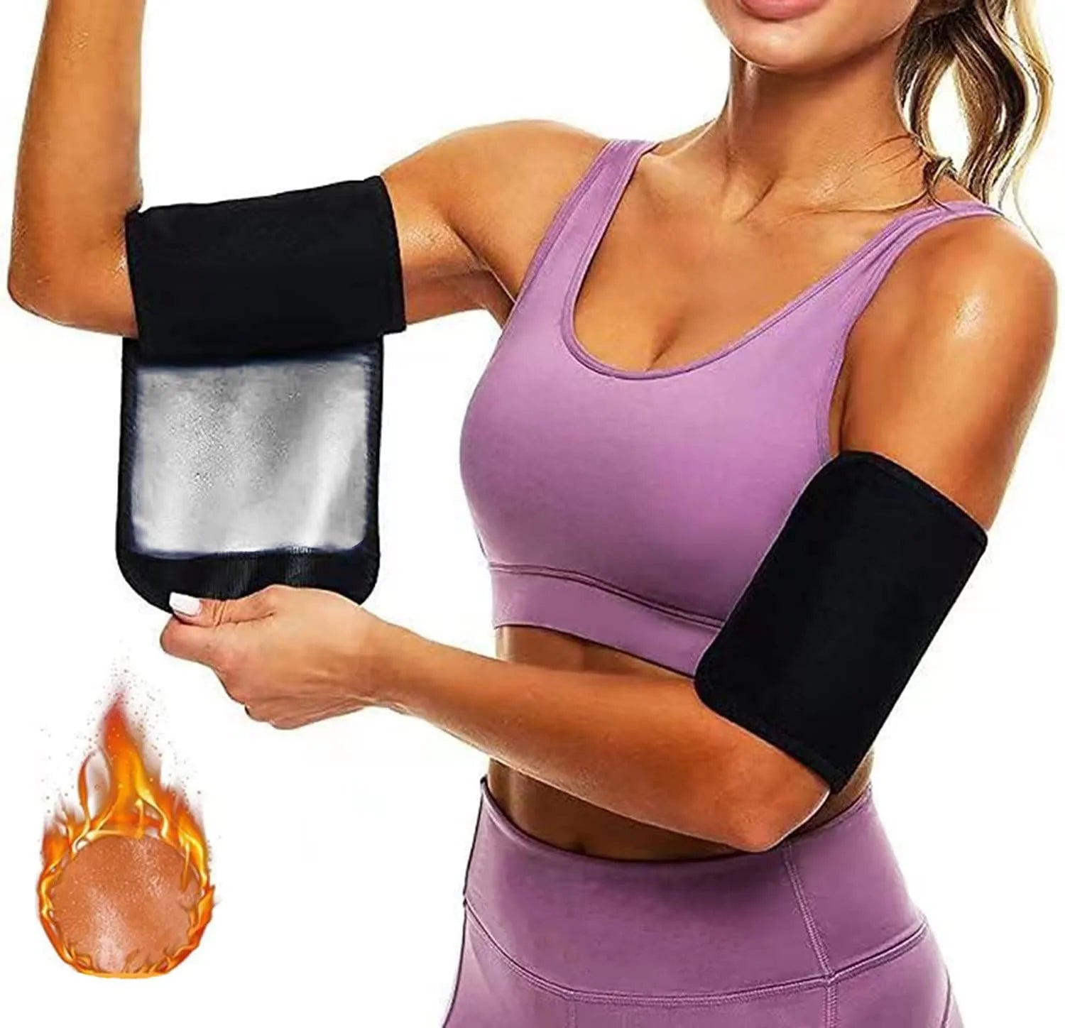 Arm band sports sweatband shown in blue, silver, black and yellow, and black and red colour options.